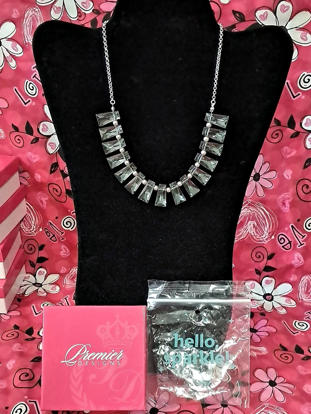 Premier Designs Jackie Statement Necklace Clear And Silver Tone New